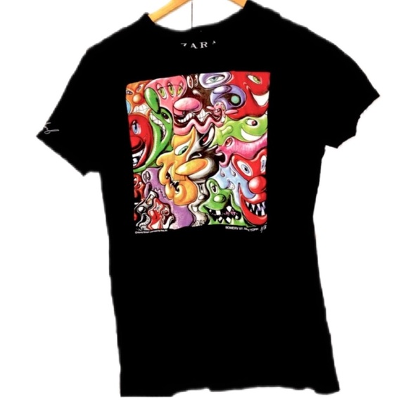 ZARA NEW YORK KENNY SCHARF SKATER VINTAGE TEE - Picture 1 of 4